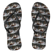 Japans Chin Snowy Sleigh Kerstmisdecor Teenslippers (Voetbed)