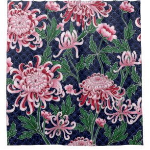 Japans chrysant pioenrozen patroon douchegordijn