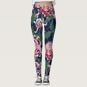 Japans chrysant pioenrozen  patroon leggings
