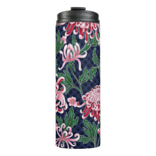 Japans chrysant pioenrozen  patroon thermosbeker