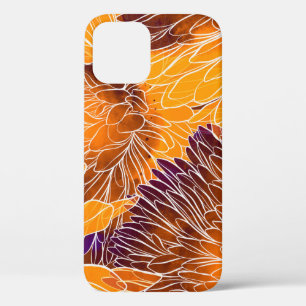 Japans chrysant: Waterverf naadloos patroon iPhone 12 Hoesje