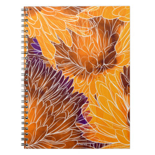 Japans chrysant: Waterverf naadloos patroon Notitieboek