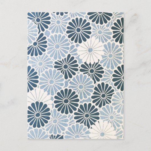 Japans Chrysanthemum Blue en White Briefkaart (Voorkant)