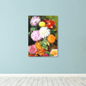 Japans Chrysanthemum, kunstschilderij Canvas Afdruk (Insitu (Houten vloer))