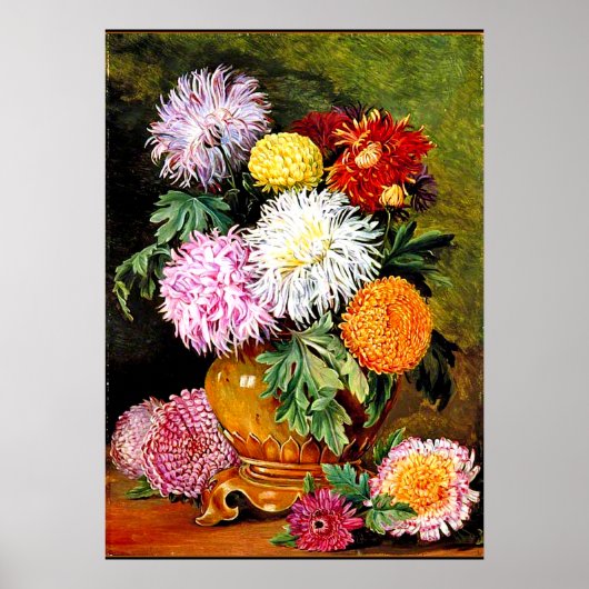Japans Chrysanthemum, kunstschilderij Poster (Voorkant)