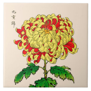  Japans Chrysanthemum. Mustard Yellow Tegeltje