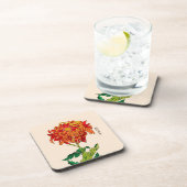 Japans Chrysanthemum. Rust en Sinaasappel Bier Onderzetter (Rechterzijde)