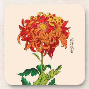  Japans Chrysanthemum. Rust en Sinaasappel Bier Onderzetter