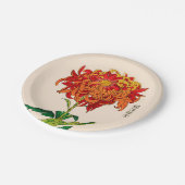 Japans Chrysanthemum. Rust en Sinaasappel Papieren Bordje (Gekanteld)