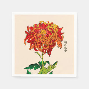 Japans Chrysanthemum. Rust en Sinaasappel Servet