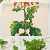 Japans Chrysanthemum. Sinaasappel en goud Theedoek (Gevouwen)