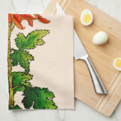 Japans Chrysanthemum. Sinaasappel en goud Theedoek (Quarter Fold)