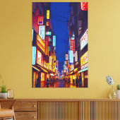 Japans City Street 's nachts Canvas Afdruk (Insitu (Woonkamer))