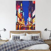 Japans City Street 's nachts Canvas Afdruk (Insitu (Slaapkamer))