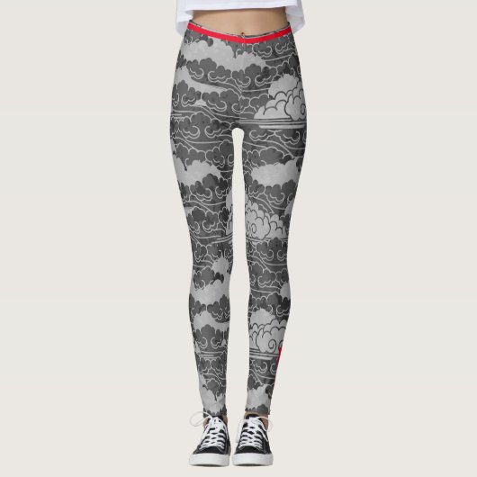 JAPANS CLOUD PATROON MET HUMMINGBIRD LEGGINGS (Voorkant)