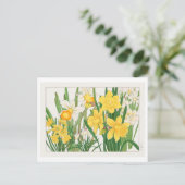  japans daffodil houtblok print briefkaart (Staand voorkant)
