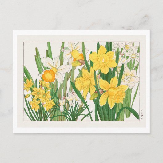  japans daffodil houtblok print briefkaart (Voorkant)