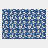 Japans Dark Blue en Champagne Floral Pattern Inpakpapier Vel (Voorkant 2)