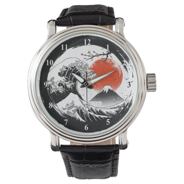 Japans De Grote Golf, Mount Fuji, Sakura Horloge (Voorkant)