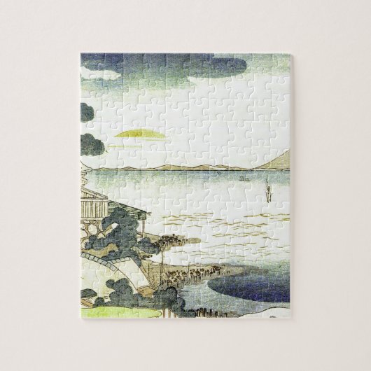  Japans dorp door Zee Woodblock Art Legpuzzel (Verticaal)