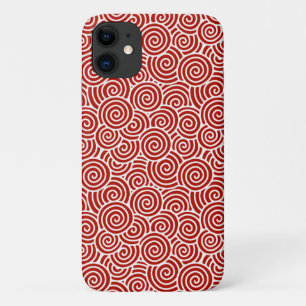 Japans draaipatroon - diep rood en wit iPhone 11 hoesje