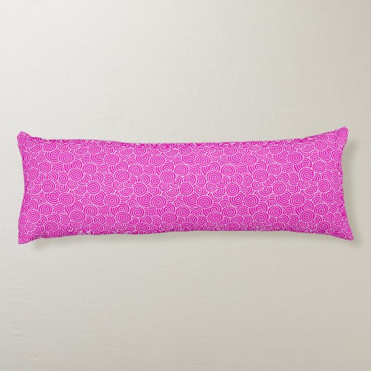 Japans draaipatroon - fuchsia roze en wit lichaamskussen (Achterkant)