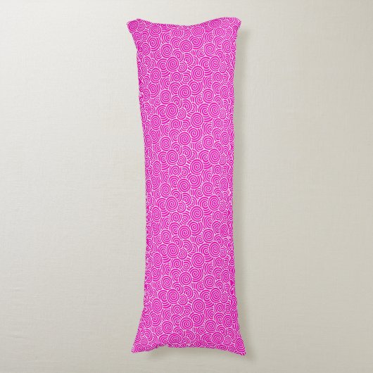 Japans draaipatroon - fuchsia roze en wit lichaamskussen (Voorkant Verticaal)