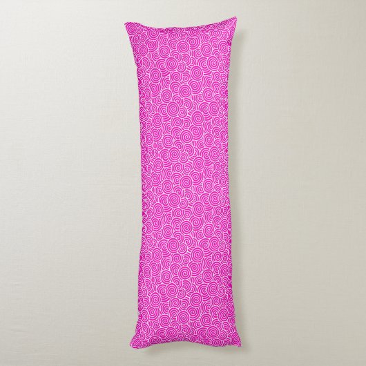 Japans draaipatroon - fuchsia roze en wit lichaamskussen (Achterkant (Verticaal))