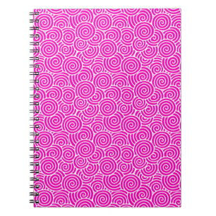 Japans draaipatroon - fuchsia roze en wit notitieboek