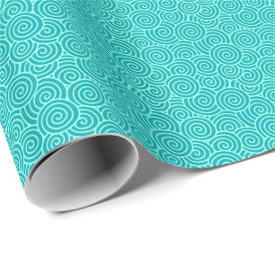 Japans draaipatroon - turquoise en aqua cadeaupapier