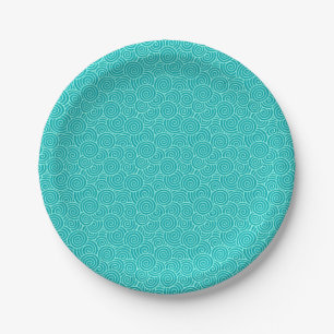 Japans draaipatroon - turquoise en aqua papieren bordje