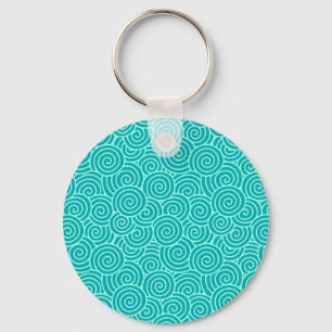 Japans draaipatroon - turquoise en aqua sleutelhanger