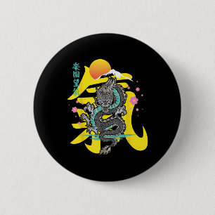 Japans Dragon Asia Tattoo Ronde Button 5,7 Cm