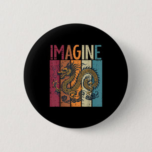 Japans Dragon Imagine Retro Fantasy Mythische Mann Ronde Button 5,7 Cm