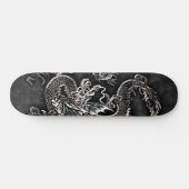 Japans dragon zwart, zilver  dek skateboard (Horizontaal)