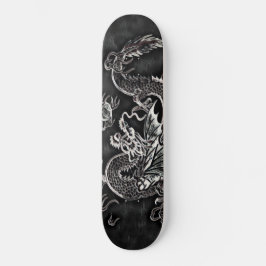 Japans dragon zwart, zilver dek skateboard