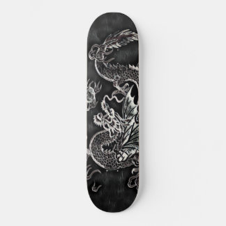 Japans dragon zwart, zilver  dek skateboard