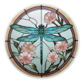 Japans Dragonfly Glas in lood Deco Art Nouveau Keramische Knop (Voorkant)