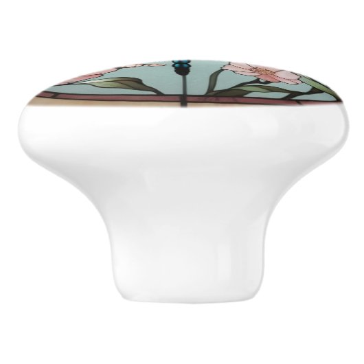 Japans Dragonfly Glas in lood Deco Art Nouveau Keramische Knop (Zijkant)