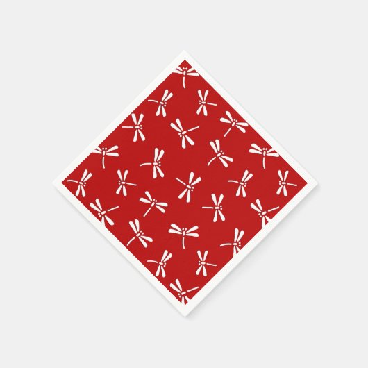 Japans Dragonfly-patroon, diep rood en wit Servet (Hoek)
