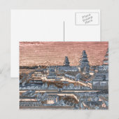 Japans Edo Tokyo Castle Palace Complex Engraving Briefkaart (Voorkant / Achterkant)