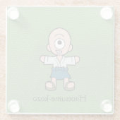 Japans eenogig Kind: Cartoon Yokai Glazen Onderzetter (Achterkant)