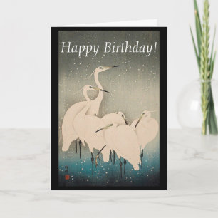 Japans Egrets in Snow Wildlife Verjaardag Kaart