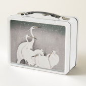 Japans Egrets Koson kranen wintersneeuw (Achterkant)