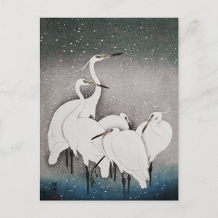 Japans Egrets Koson kranen wintersneeuw Briefkaart