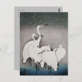 Japans Egrets Koson kranen wintersneeuw Briefkaart (Voorkant / Achterkant)