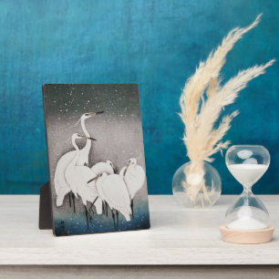 Japans Egrets Koson kranen wintersneeuw Fotoplaat