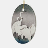 Japans Egrets Koson kranen wintersneeuw Keramisch Ornament (Links)