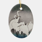 Japans Egrets Koson kranen wintersneeuw Keramisch Ornament (Achterkant)