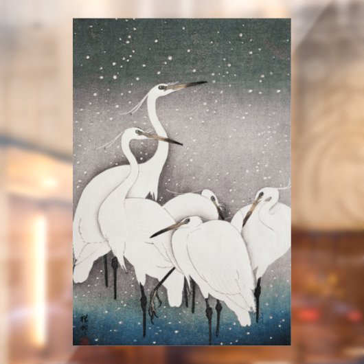 Japans Egrets Koson kranen wintersneeuw Raamsticker (Vel 2)
